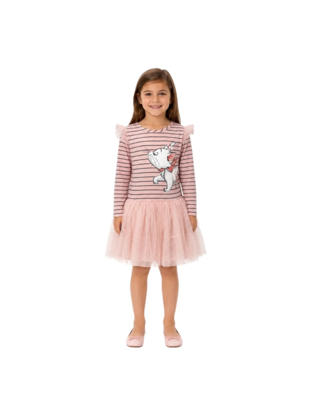 Disney Pippa & Julie Marie Cat Tutu Dress Girls 6X Pink Striped Ruffle